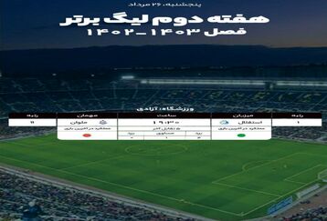 ساعت آخرین بازی هفته دوم رقابت‌های لیگ برتر فوتبال ایران