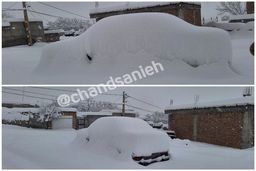 مشگین شهر، خودرو ها زیر برف مدفون شدند +عکس