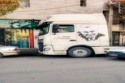 علاقه راننده کامیون به حاج قاسم +عکس