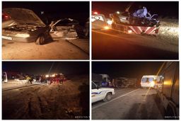 تصادف وحشتناک زنجیره‌ای در آزادراه قم-کاشان +عکس