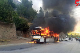 آتش سوزی وحشتناک اتوبوس مسافربری در مسیر | چه بلایی سر مسافران آمد؟