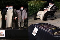 اقامه نماز رهبر انقلاب بر پیکر مرحوم حسن‌زاده آملی +عکس
