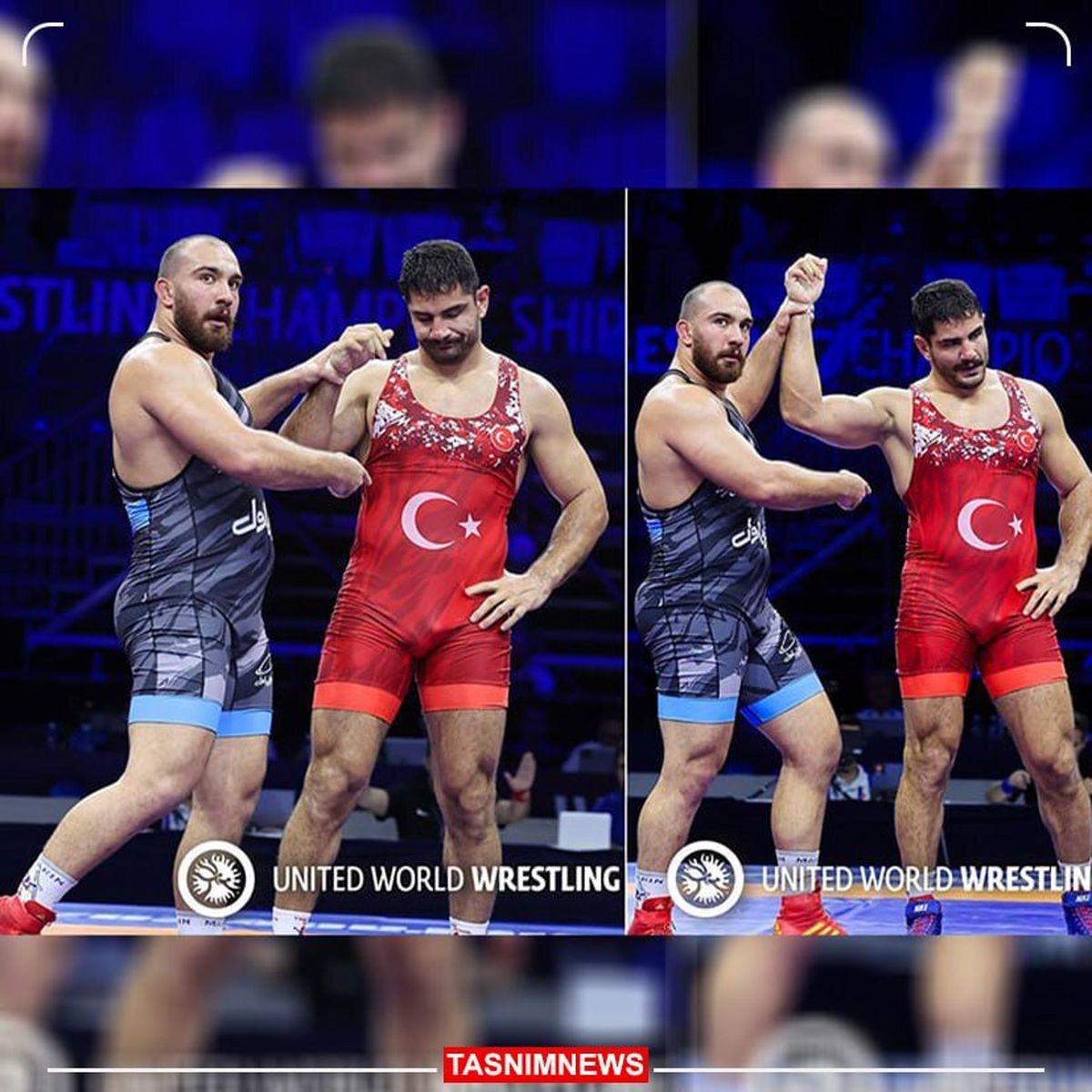 تصاویر حرکت خبرساز کشتی گیر ایرانی بعد از پیروزی | بازتاب حرکت جوانمردانه در اتحادیه جهانی کشتی