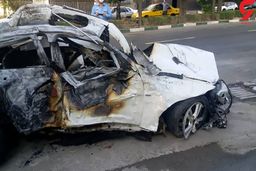 حادثه وحشتناک در تهران/سوختن دو مرد در بی ام و لاکچری+عکس