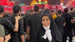 نفیسه روشن کنار مردی با تیپ عجیب در کربلا +عکس