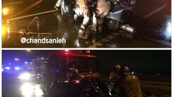 تصادف وحشتناک در اتوبان تهران - قم/ خودرو آهن پاره شد +عکس